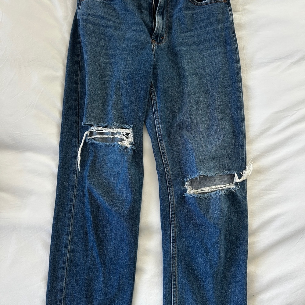 Abercrombie & Fitch Dark Blue Distressed Boyfriend Jeans